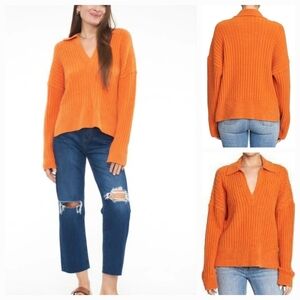 Revolve Pistola Zoe Relaxed Polo Burnt Orange Sweater Small NEW